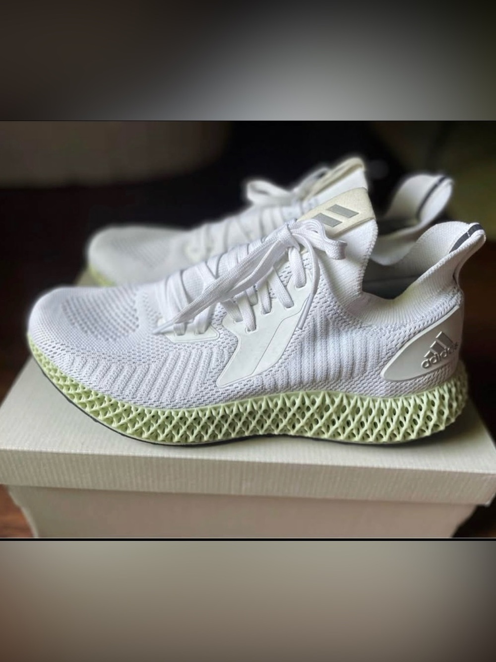 Adidas White Knit Alphaedge 4D with Mint 4D Midsole. $441 on StockX